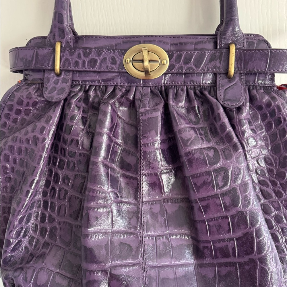 Michael Rome  Designs Croco Embossed Leather Purple Purse - Picture 2 of 15